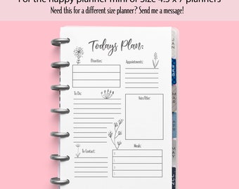 Planner Printable, for the Happy Planner Mini, Size 4.5 x 7, Happy Planner Classic, Size 7 x 9.25, Hp Big Planner inserts, 8.5 x 11, A5