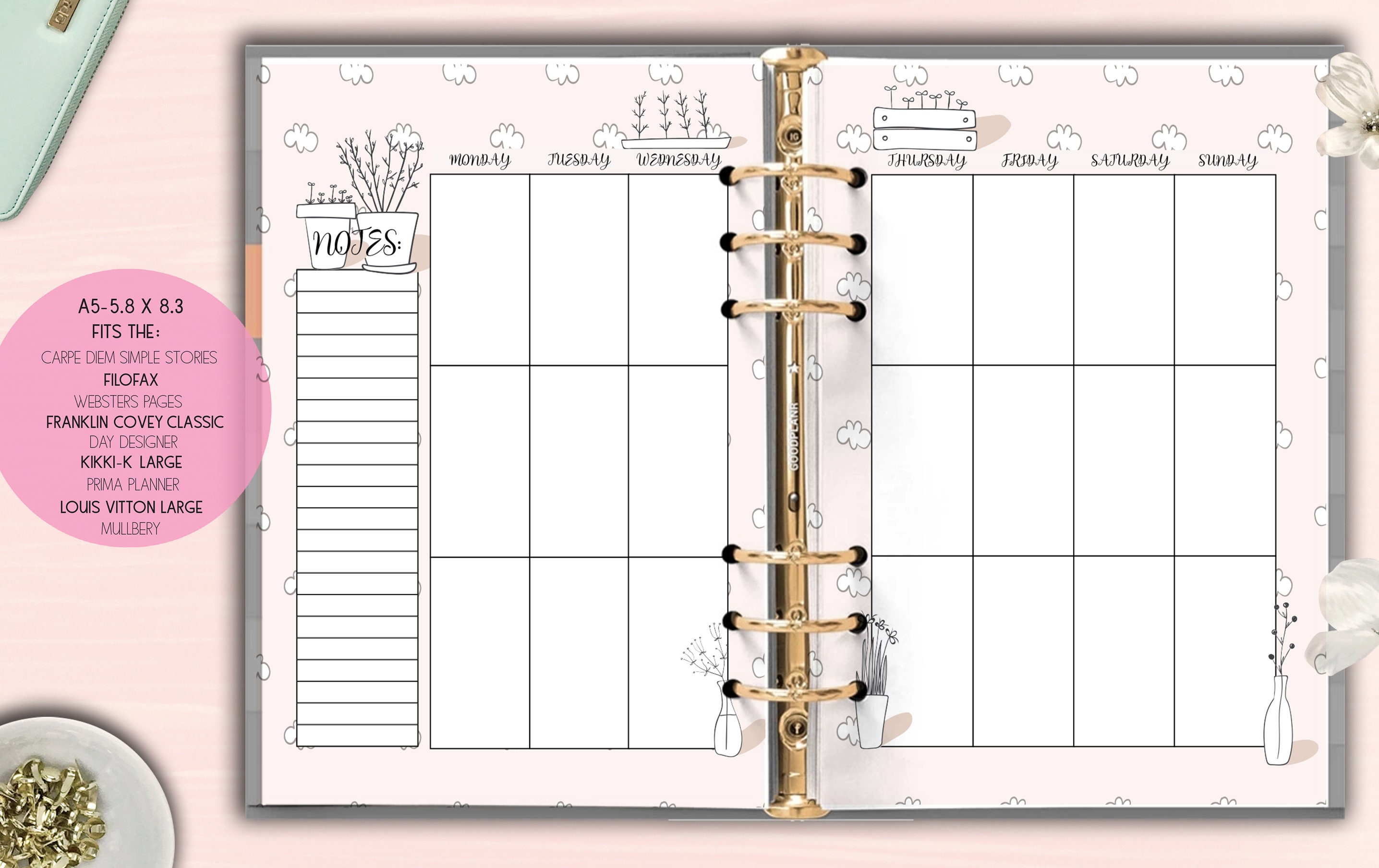 Undated planner Printable for A5 Planners Weekly Planner - Etsy