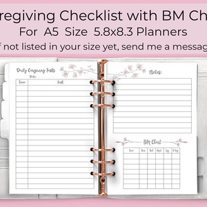 Caregiver checklist & BM Chart Printable, Caregiver daily log, Caregiver daily tasks, Elderly care list