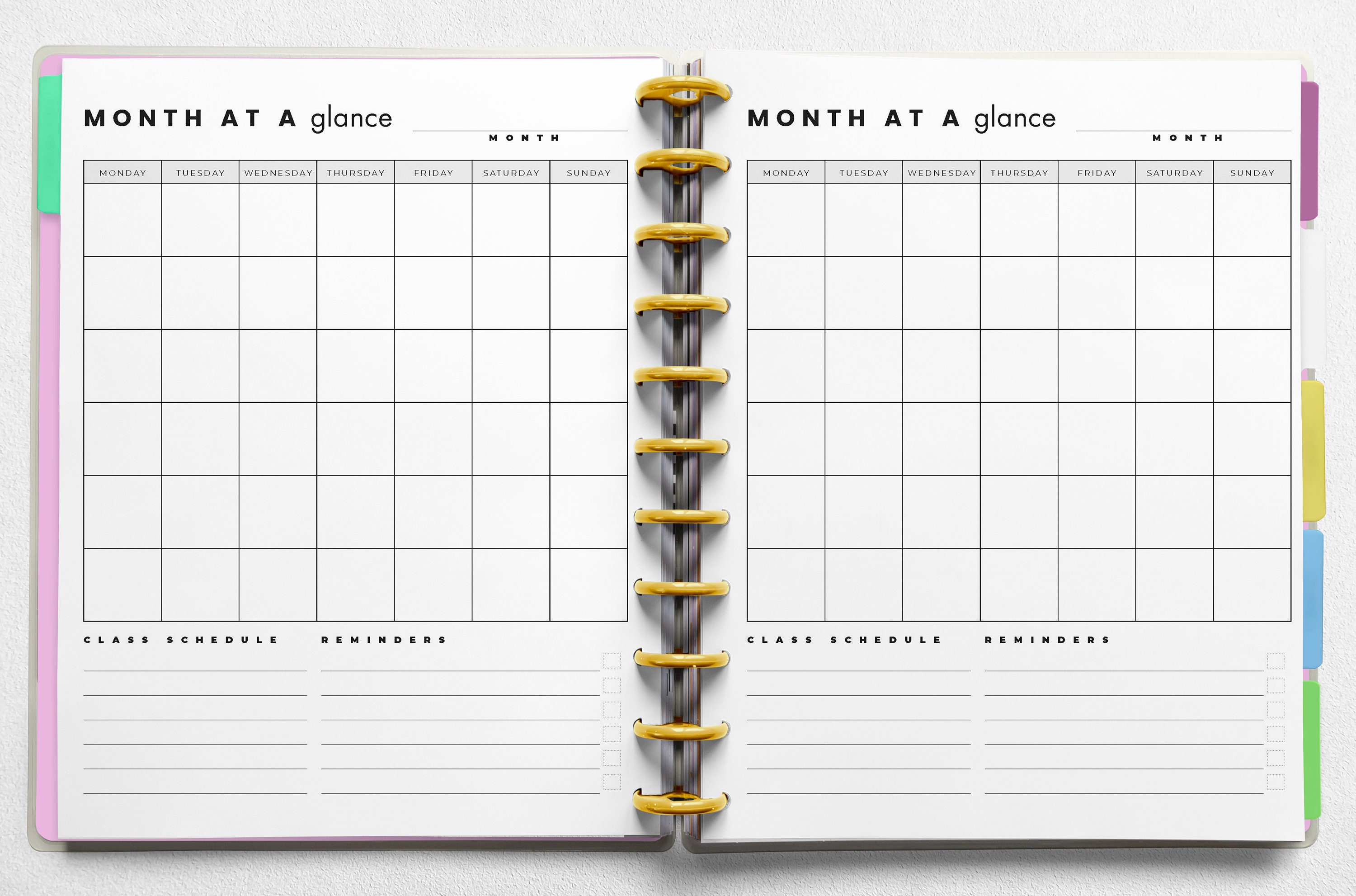 Printable Undated Student Planner Binder, Standard Letter Size, Big