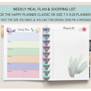 Meal Planner & Shopping List for the Happy Planner Classic | Printable Meal Planner | Planner Printable | Shopping List | Floral | Colorful