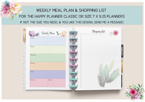 Meal Planner & Shopping List for the Happy Planner Classic | Etsy
