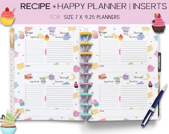 Recetas clásicas para imprimir de Happy Planner: editables y para la versión grande de HP (tamaño carta).