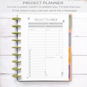 Planificador imprimible para el Happy Planner Classic, Planificador de proyectos, Happy Planner imprimible, Planificador mínimo imprimible, Descarga instantánea