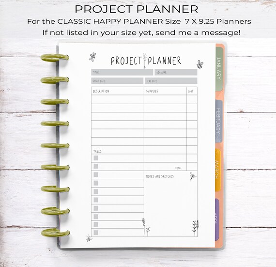 Planner Printable for the Happy Planner Classic Project | Etsy
