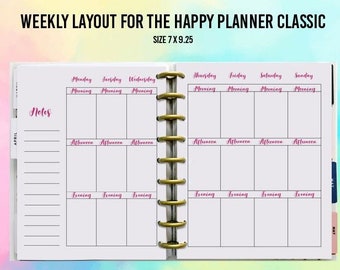 Planner Printables Weekly Inserts for the Happy Planner Classic Plain Instant download Weekly Planner Agenda Digital Download