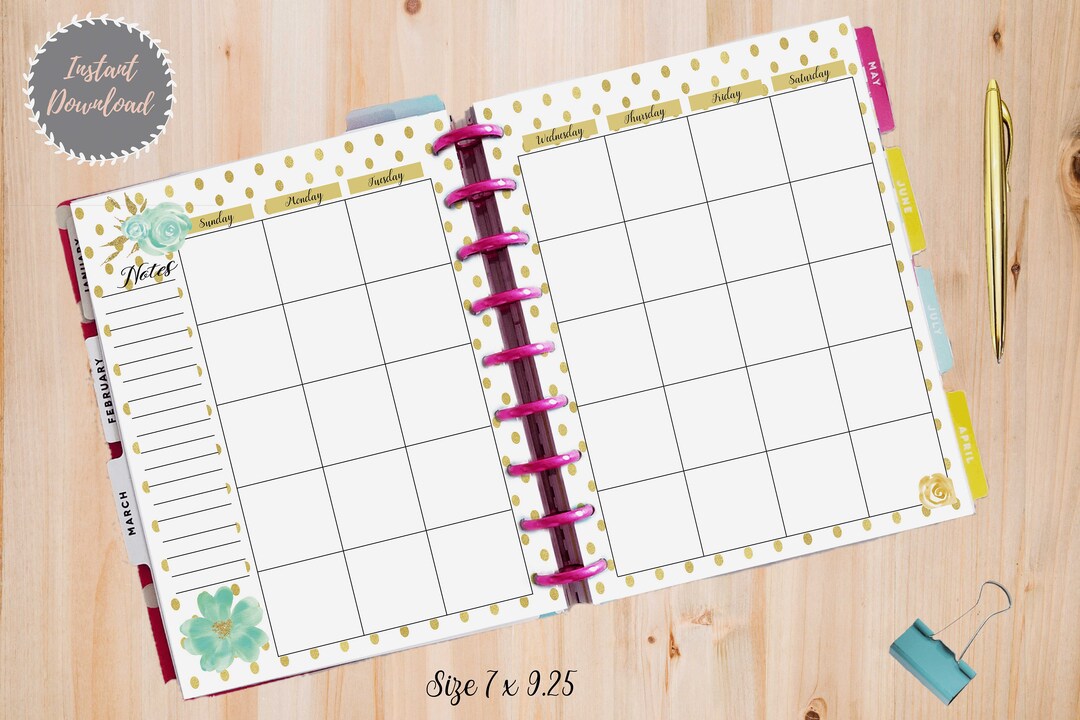 Planner Printables | Monthly Inserts | for the Happy Planner Classic ...