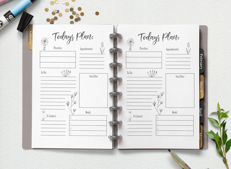 Happy Planner Printable Today's Plan, Mini & Classic Sizes (instant