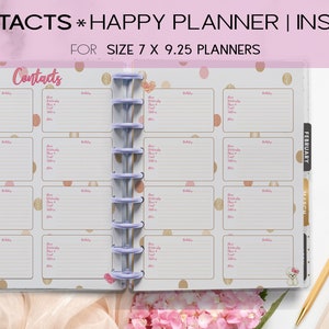 Planner printables, Editable, Happy planner, Contacts, Addresses, Happy planner inserts, Polka dot, HP pages, for the Happy planner classic,