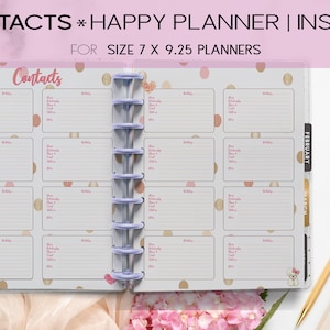 Planner printables, Editable, Happy planner, Contacts, Addresses, Happy planner inserts, Polka dot, HP pages, for the Happy planner classic,