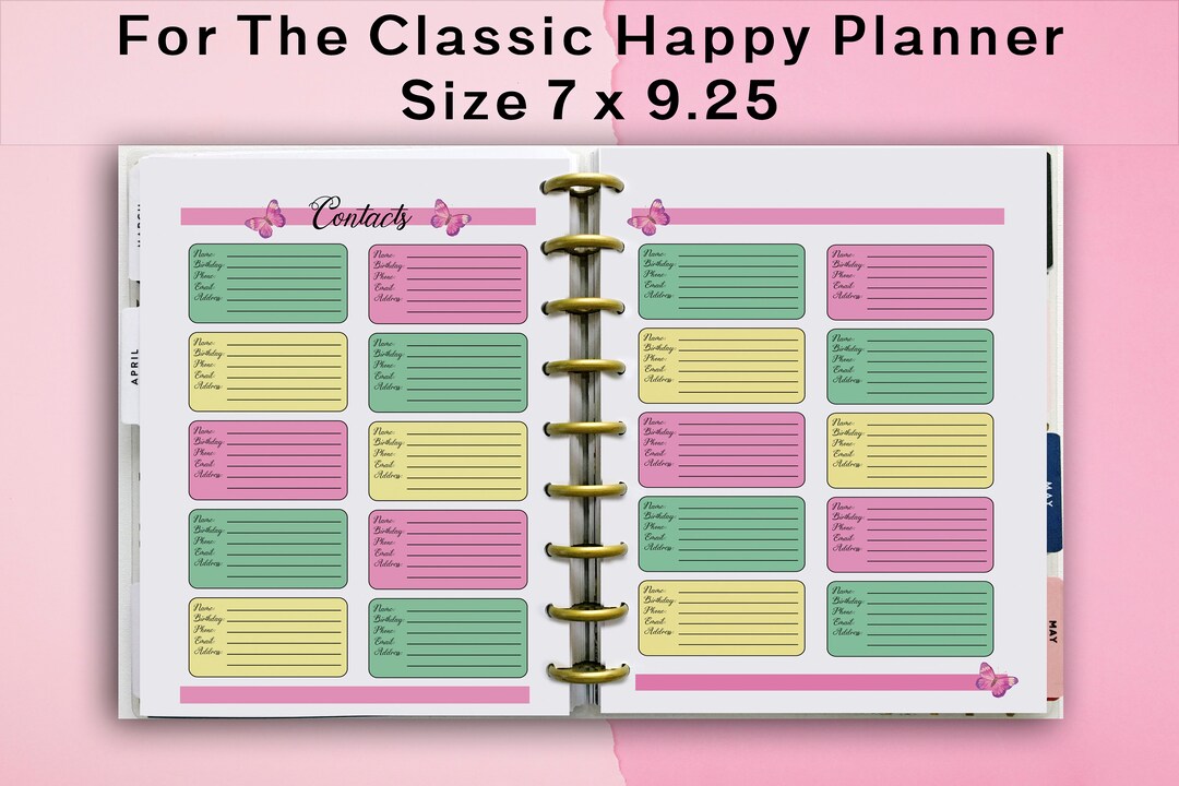 Planner Printables Contacts for the Happy Planner Classic Colorful ...