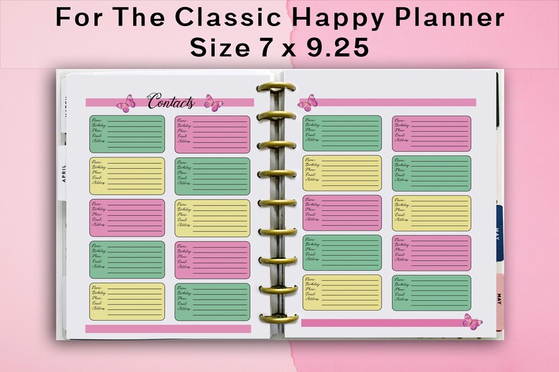 Planner Printables Contacts for the Happy Planner Classic - Etsy