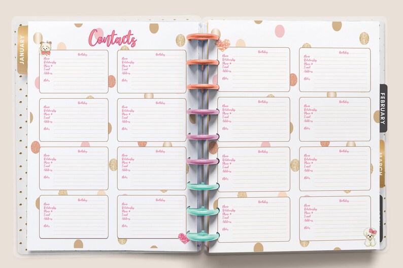 Planner Printables Editable Happy Planner Contacts - Etsy