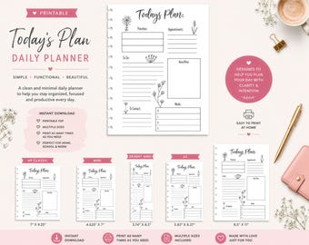 Planificador imprimible Happy Planner: Plan de hoy, tamaños mini y clásico (descarga instantánea)