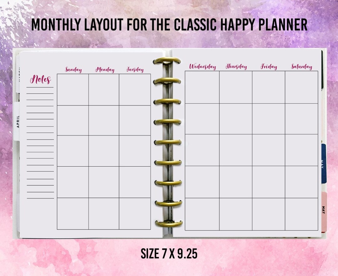 Planner Printables | Monthly Inserts | for the Happy Planner Classic ...