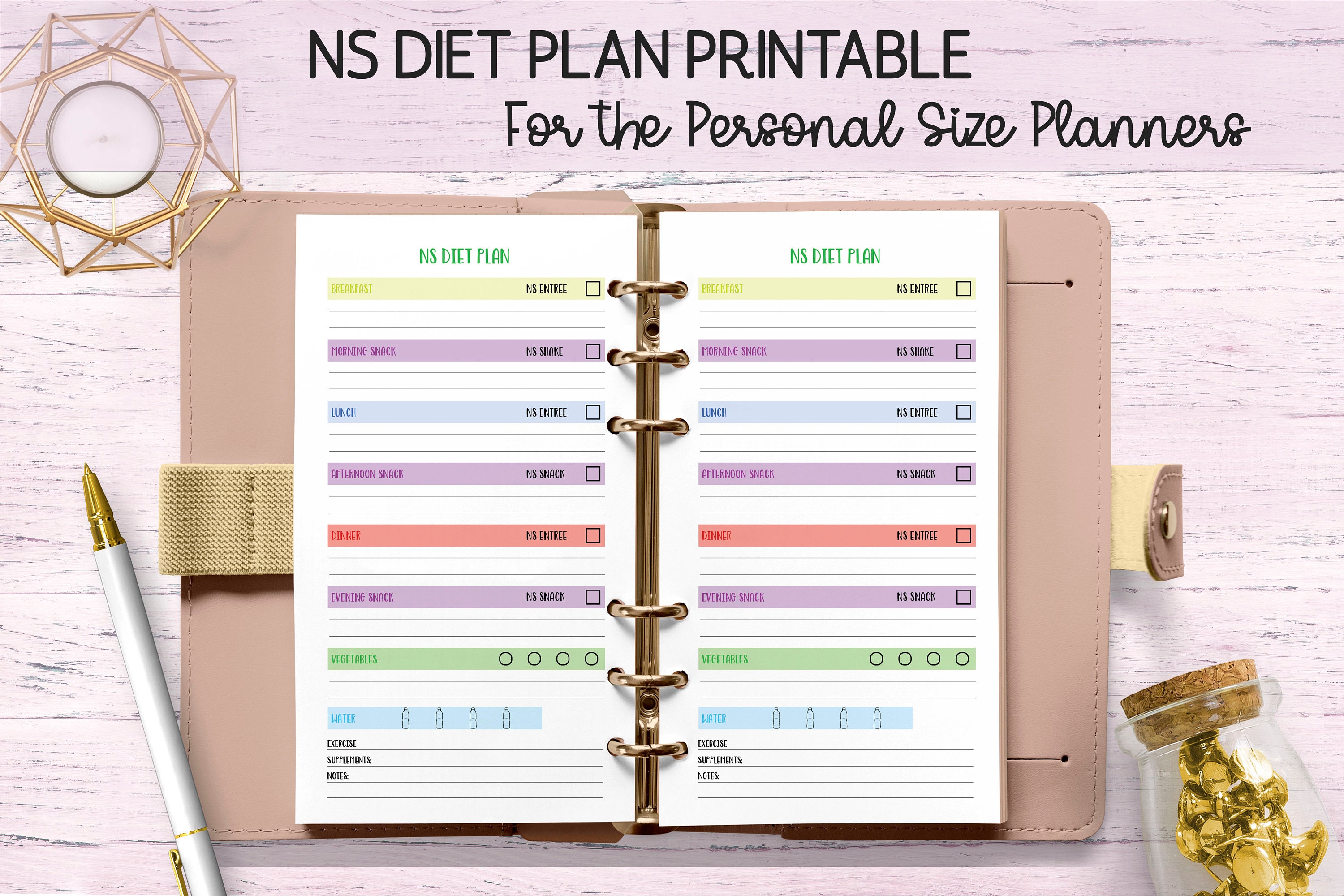 diet plan printable: color-coded food & wellness tracker