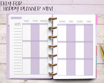 Weekly Planner Printable for the Happy Planner Or Mambi Mini Size, Weekly Planner Inserts, Weekly Planner Pages, Hp Mini Weekly, Mambi Week