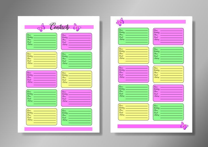 Planner Printables Contacts for the Happy Planner Classic - Etsy