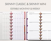 Editable Happy Planner Skinny Monthly & Weekly Inserts Printables 2/4 Per Page