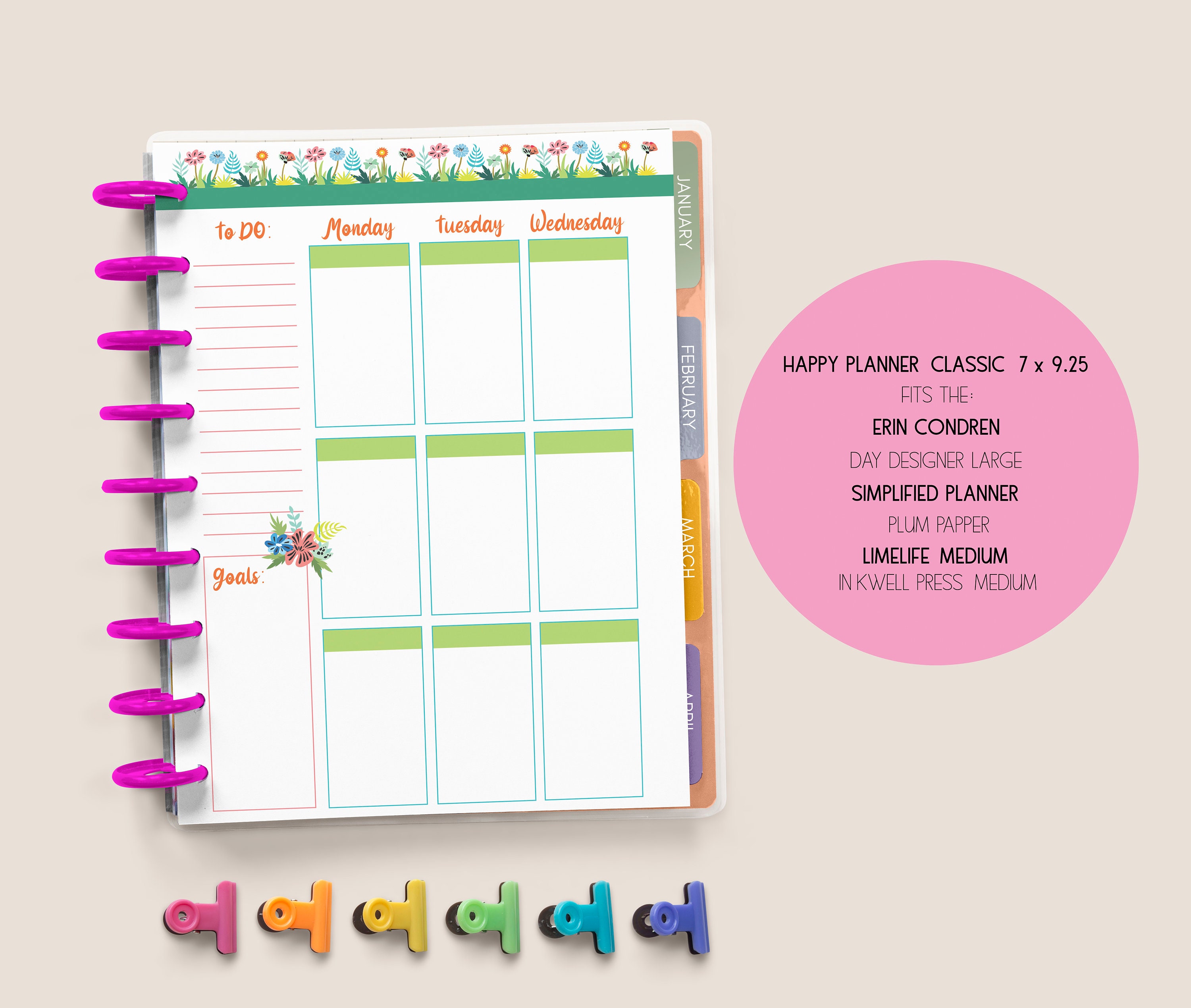 Weekly Planner Printables for the Happy Planner Classic Undated Planner ...