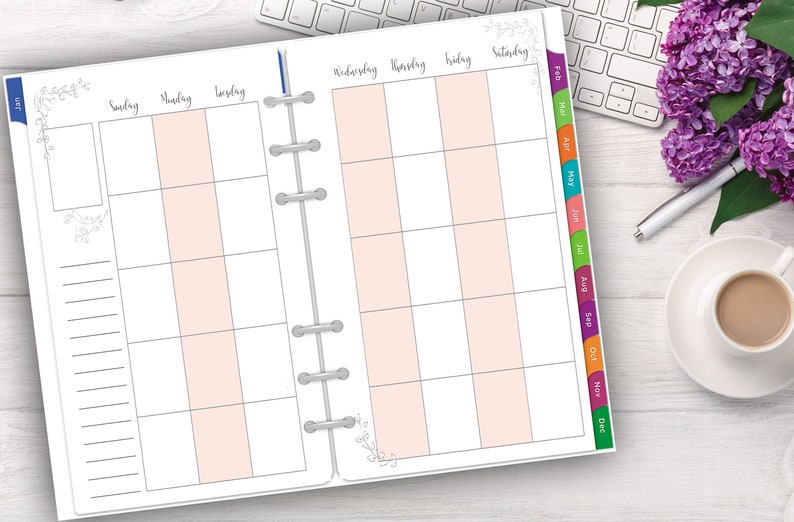 Planner Printables Planner Inserts Monthly Printable Planner Pages A4 A5 Filo Fax Happy Planner