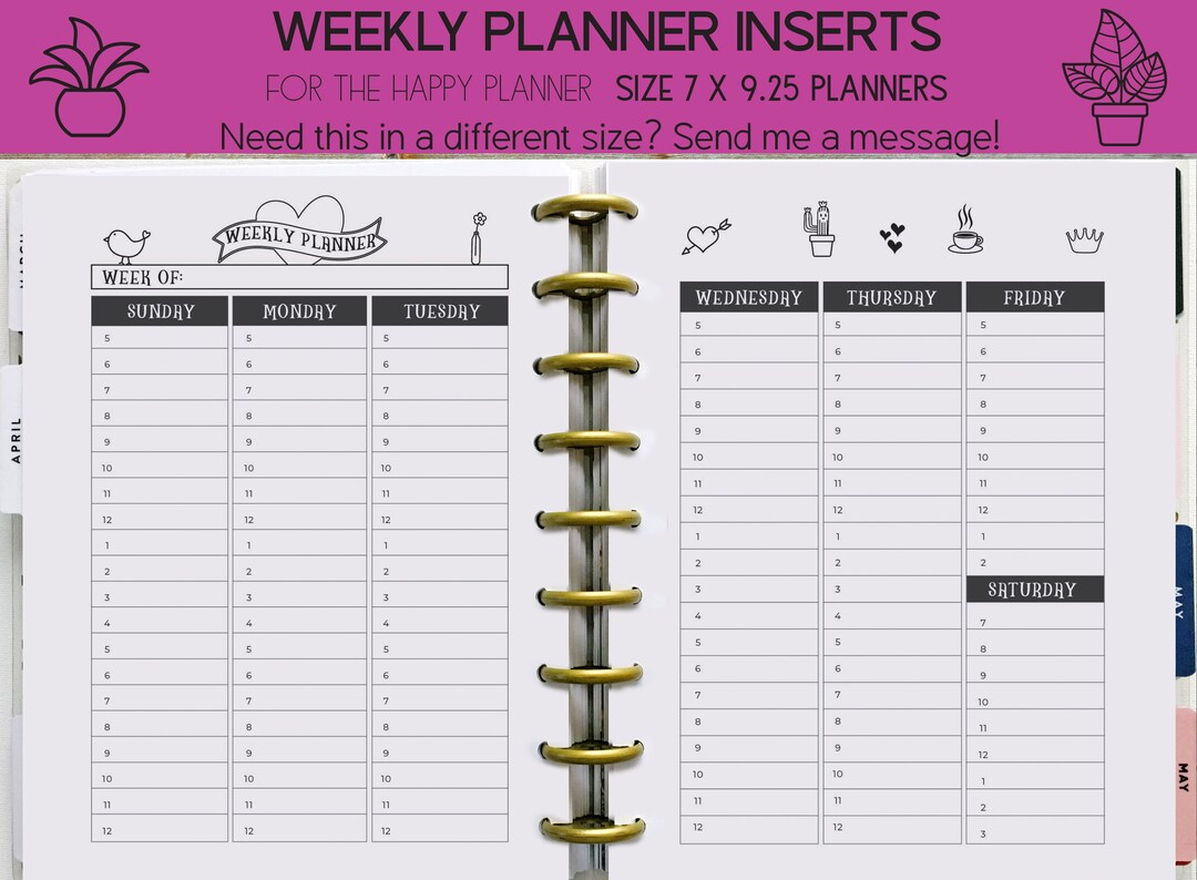 Planner Printables for the Happy Planner Classic, Weekly Inserts ...