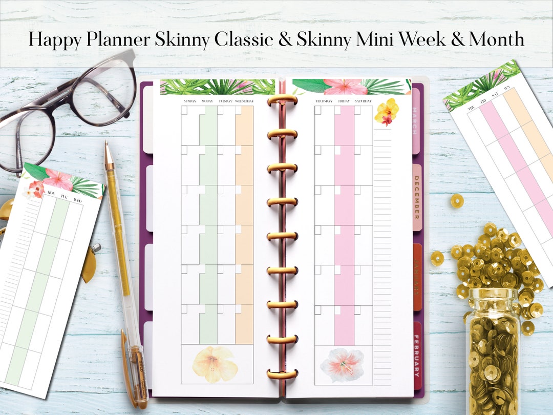 Happy Planner Skinny Mini, Happy Planner Skinny Classic, Half Sheet