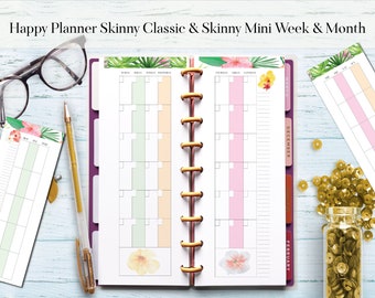 Happy Planner Skinny Classic Monthly & Weekly Printables, Tropical Design