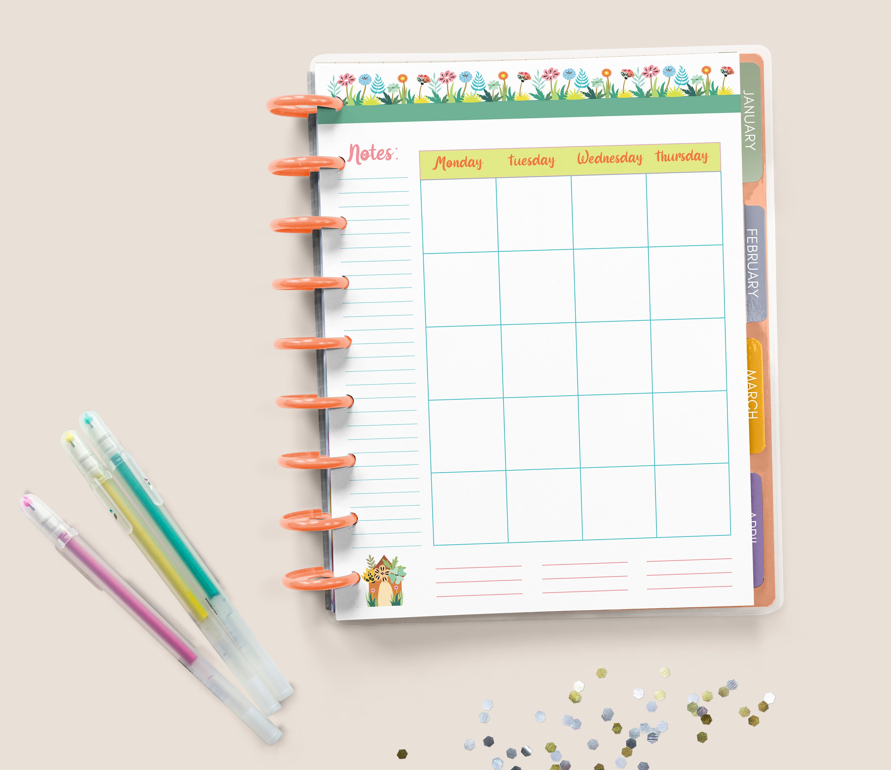Undated Planner Printable for the Happy Planner Classic, Monthly ...