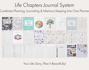 Life Chapters Journal System – Editable-Printable Planner, Guided Journaling Prompts & Memory Keeping | 3 Sizes