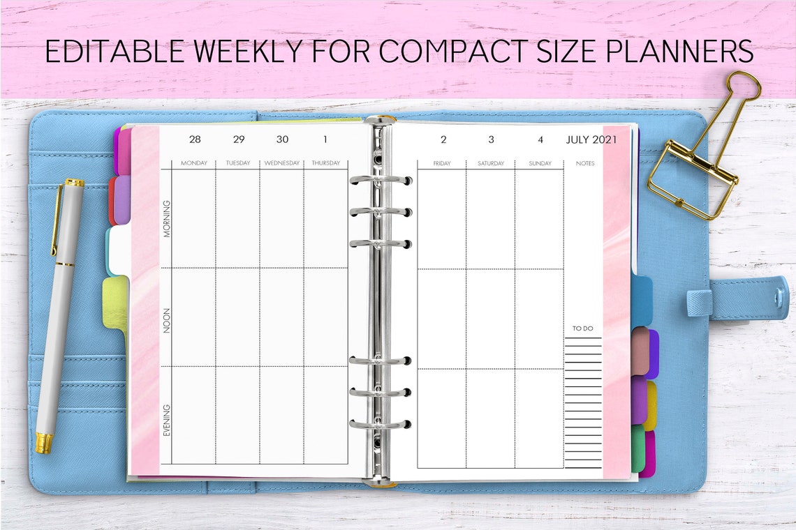 Editable Weekly Printable, for the Compact Size Planners, Franklin ...