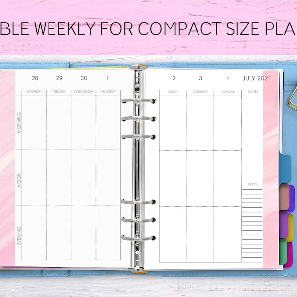 Editable Weekly Printable, for the Compact Size Planners, Franklin Covey, Mullbery Planners, Weekly Planner Printable, Weekly Calendar,