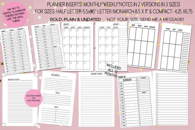 Planner Printables, Monthly, Weekly, Schedule, Notes, for the Franklin ...