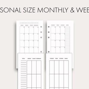 Minimalist Monthly & Weekly Planner Printable: Personal Size Undated Inserts (PDF Download)