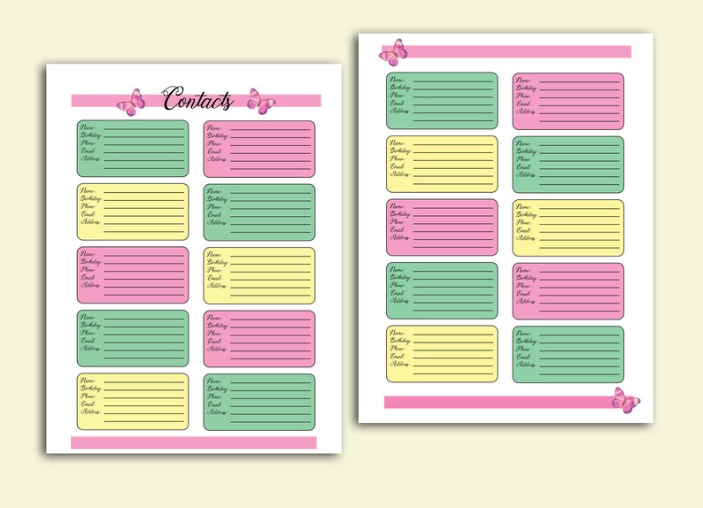 Planner Printables Contacts for the Happy Planner Classic - Etsy