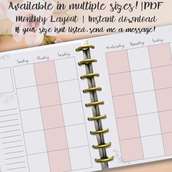 Planner Printables | Planner Inserts | Monthly | Printable Planner Pages | A4 A5 Filo Fax Happy Planner Kate Spade Franklin Kikki K