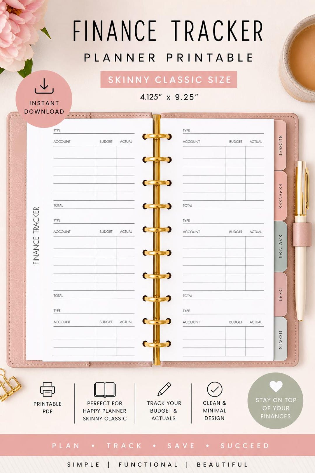 Happy Planner Skinny Classic Finance Tracker Printable | Budget Insert ...
