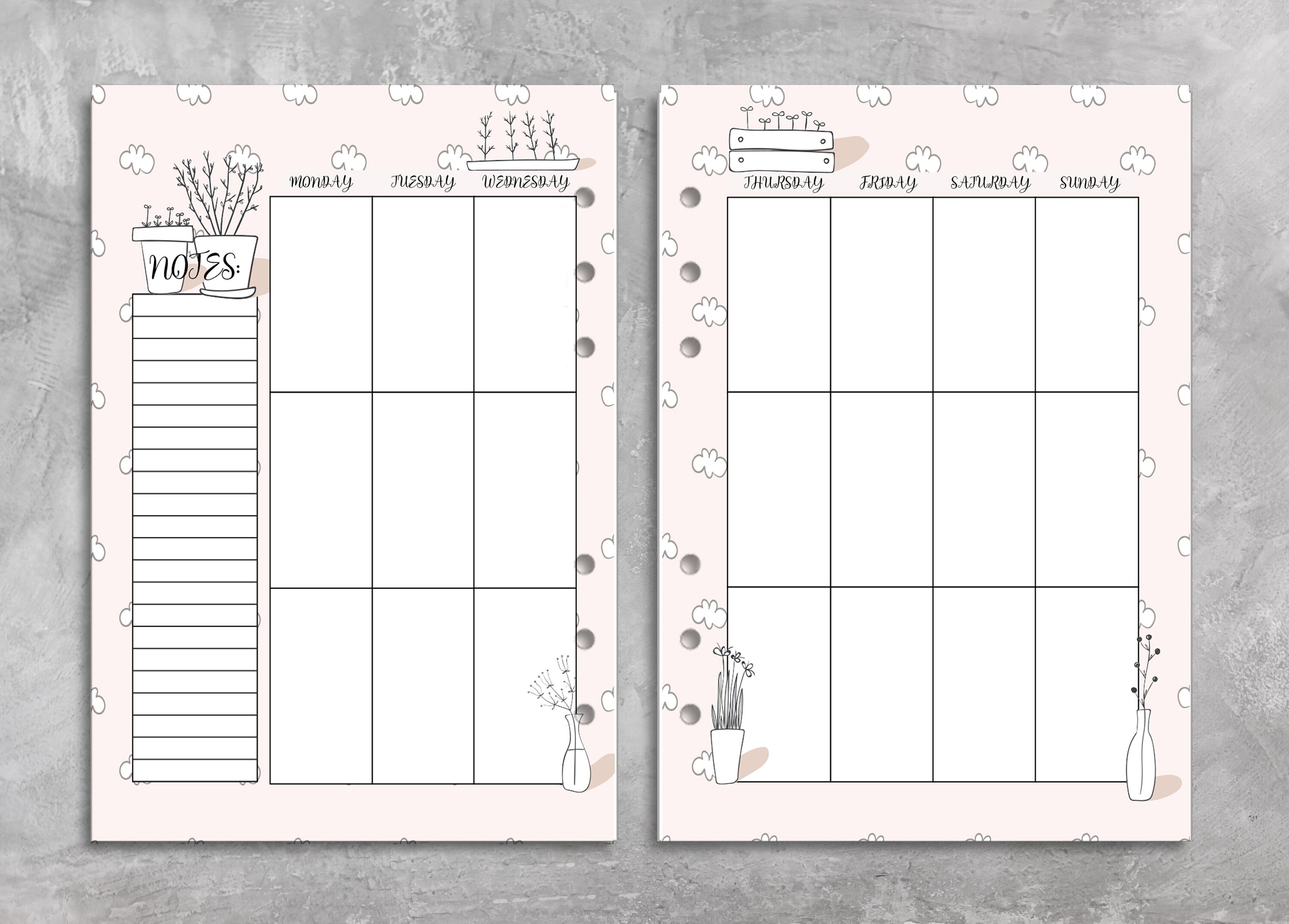 Undated planner Printable for A5 Planners Weekly Planner - Etsy