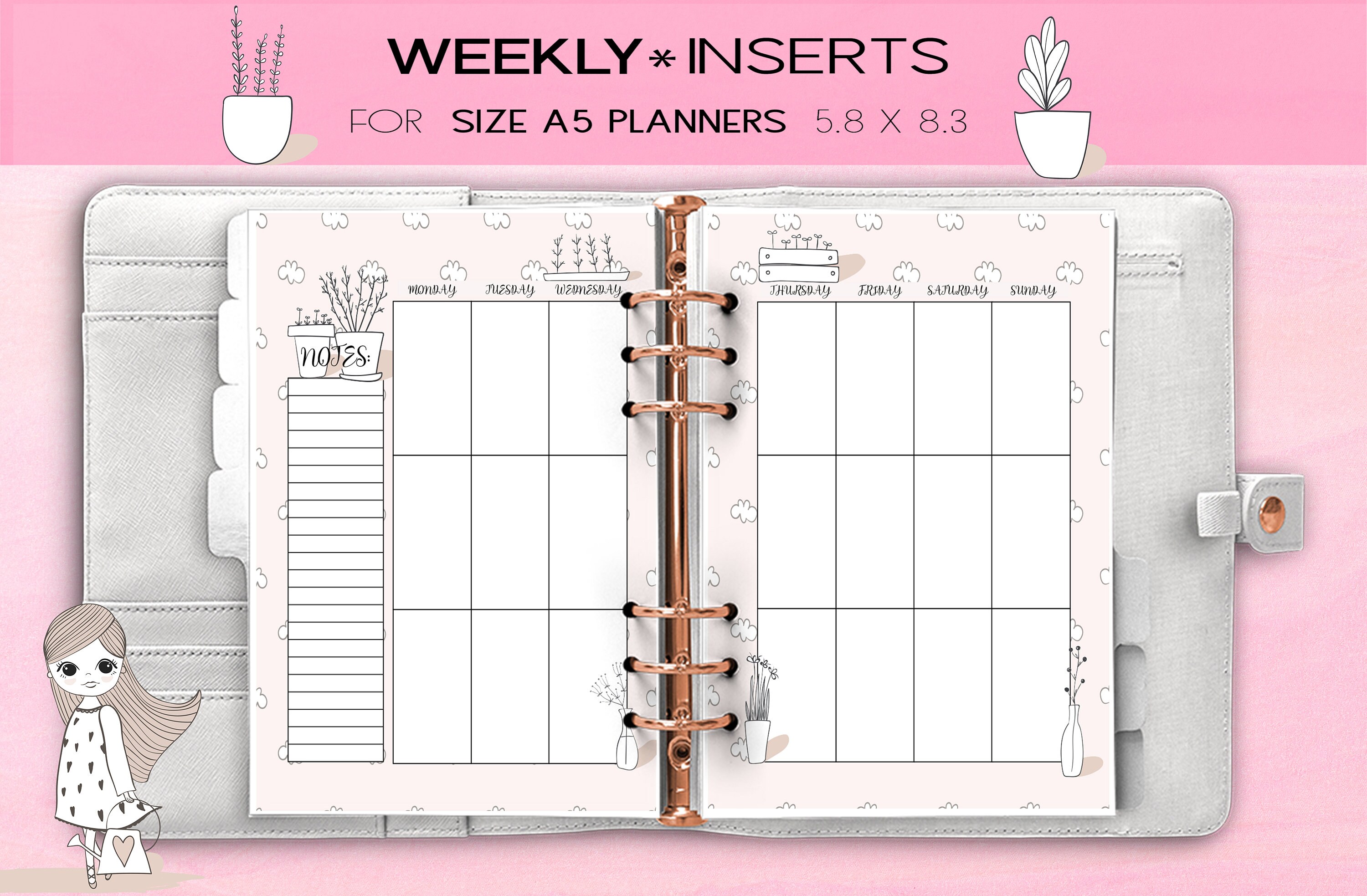 Undated planner Printable for A5 Planners Weekly Planner - Etsy