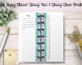 Happy Planner Skinny Mini, Hp Skinny Classic, Editable  Monthly Planner Printable, Editable planner printable, Printable Monthly for the HP