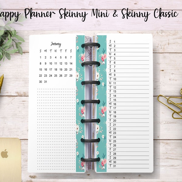 Happy Planner Skinny Mini, Hp Skinny Classic, Editable  Monthly Planner Printable, Editable planner printable, Printable Monthly for the HP
