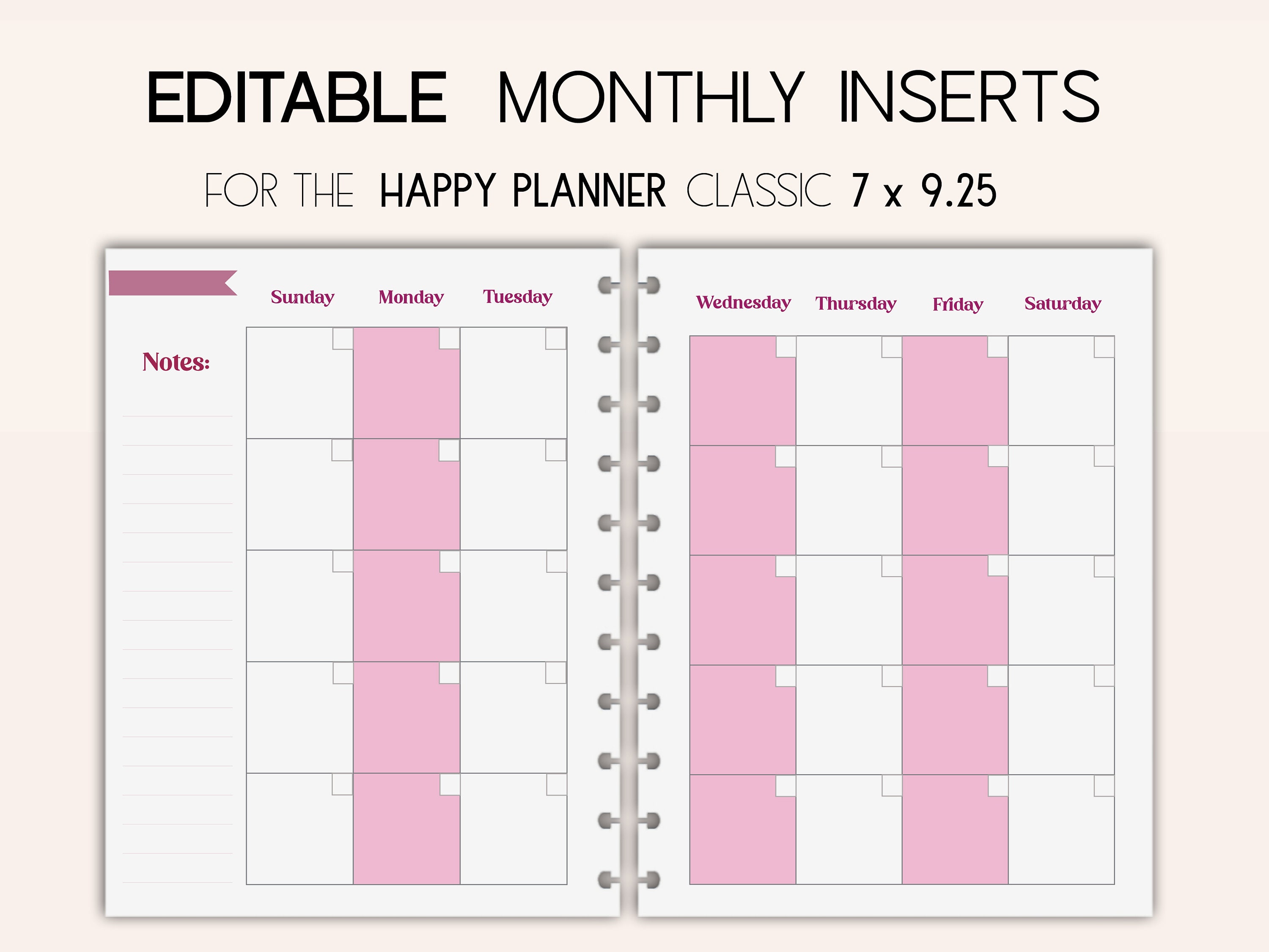 Editable Planner Printables for the Happy Planner Classic Undated ...