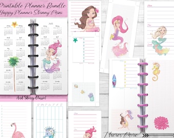 Happy Planner Skinny Mini, Happy Planner Skinny Classic, Printable Planner Bundle, Nautical, Mermaids, Undated, Planner Printables Bundle