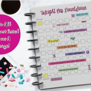 Weight loss tracker, diet tracker, weight loss journal, weight loss calendar,ALL Hp sizes, A5, Personal, Compact, Half Letter & Letter Size!