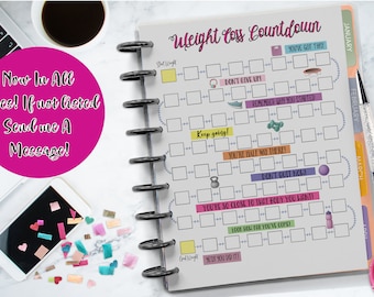 Weight loss tracker, diet tracker, weight loss journal, weight loss calendar,ALL Hp sizes, A5, Personal, Compact, Half Letter & Letter Size!