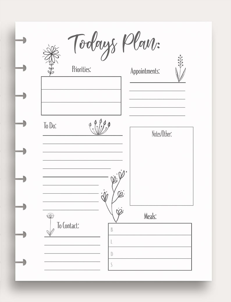 Happy Planner Printable Today's Plan, Mini & Classic Sizes (instant