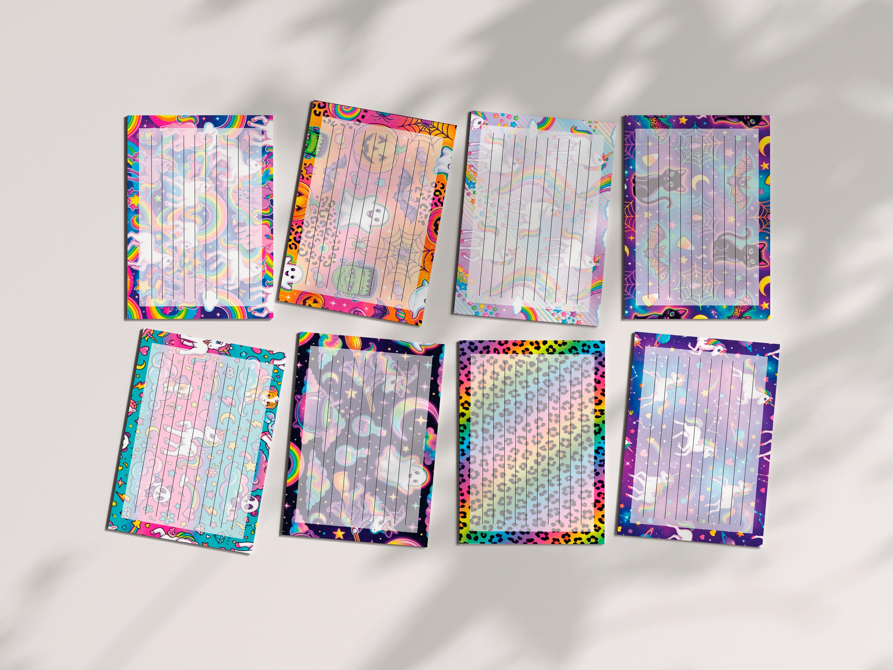 Printable Note Cards | 90s Nostalgia Unicorn, Rainbow, Halloween ...