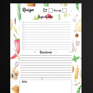 Planner Printables for the HAPPY PLANNER Classic RECIPE Inserts Instant ...