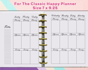 Planner Printables | Weekly Inserts | For The Happy Planner Classic | Plain| Instant download | Weekly Planner | Agenda | Digital Download