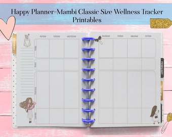 Happy Planner or Mambi Classic, Wellness Tracker, Fitness Log, Health Tracker, Fitness Journal, Health Planner, Workout log, Meal Planner